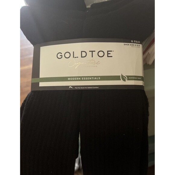 Goldtoe Signature Gold Men's 6-Pack Black Repreve Crew Socks Size 6-12.5 - NWT - Picture 3 of 6
